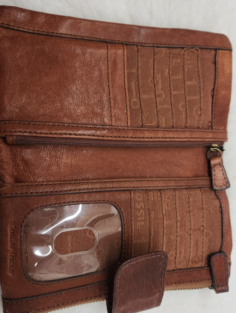 Fossil Womens Brown Soft Leather Bifold Wallet Snap Zipper